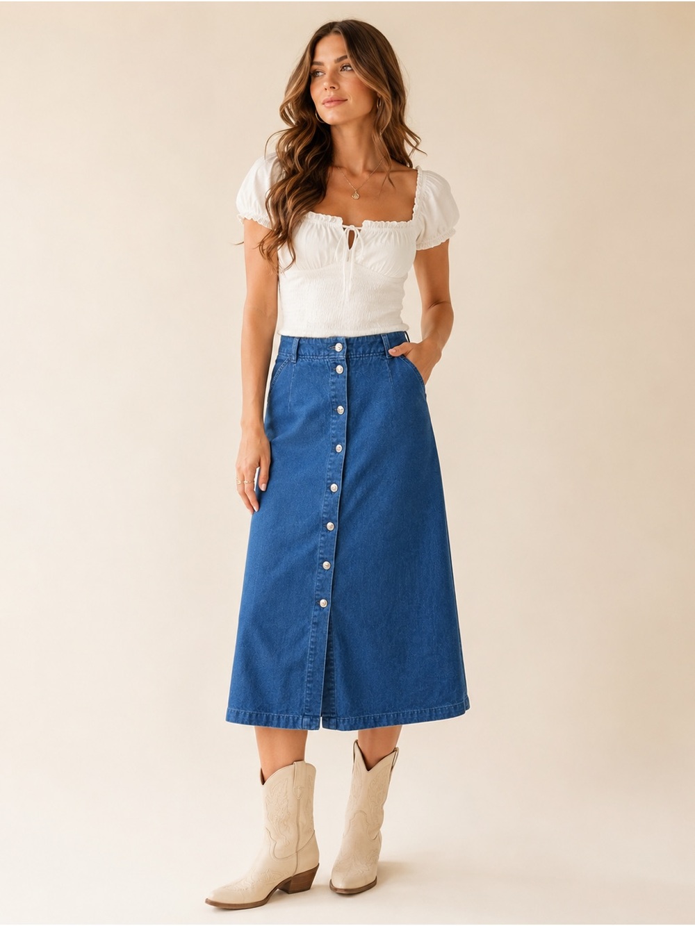 L.L. Bean Vintage Denim Skirt Size 16